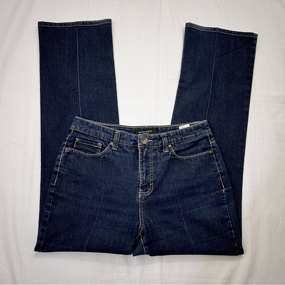 Nine West ladies Dark Blue Straight Leg Jeans size 8/28 - Picture 2 of 7